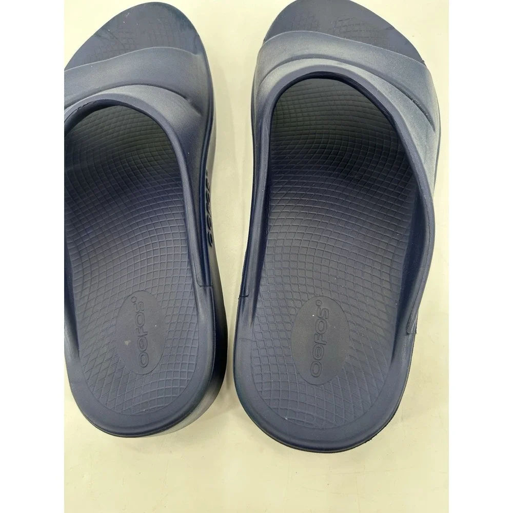 Oofos  Navy‎ Slip On Slides Ooaah Recovery Comfort Sandals Unisex W's 12 M's 10
